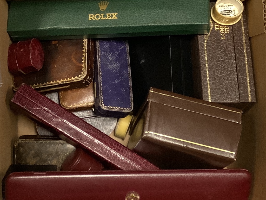 A small quantity of assorted jewellery and watch boxes including Rolex and Longines.